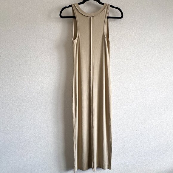 LNA Gaia Midi Ribbed Dress New in Pale Khaki Tan Size Small - Picture 10 of 12